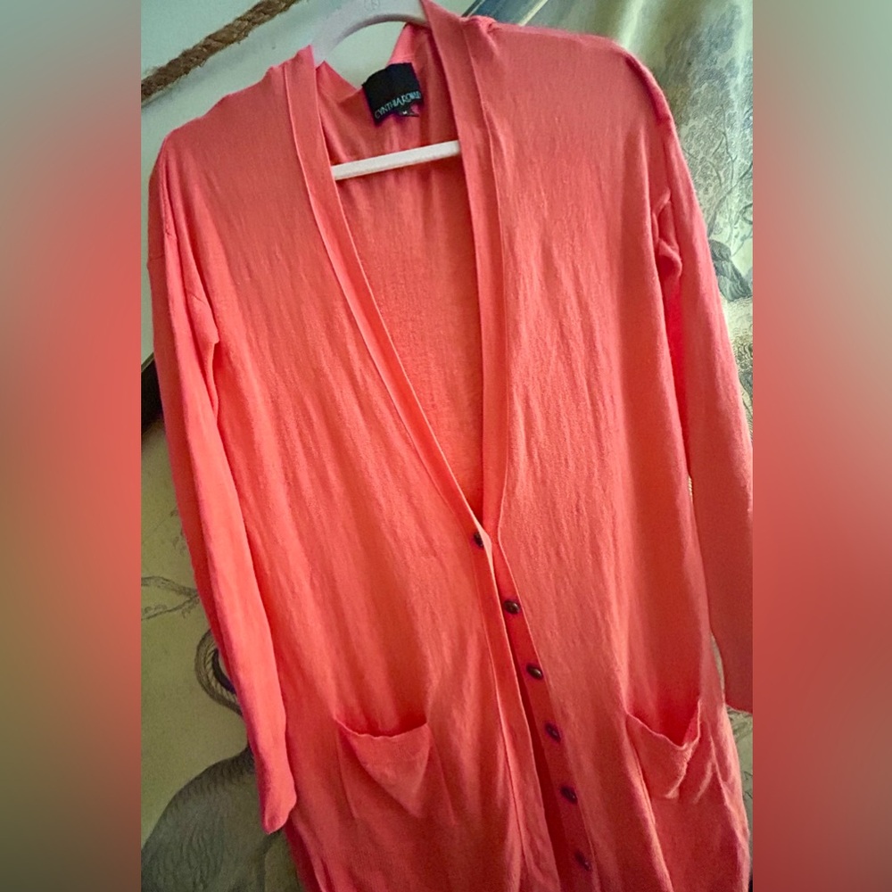 * Cynthia Rowley Cardigan Sweater Long Tunic Length SZ Medium *